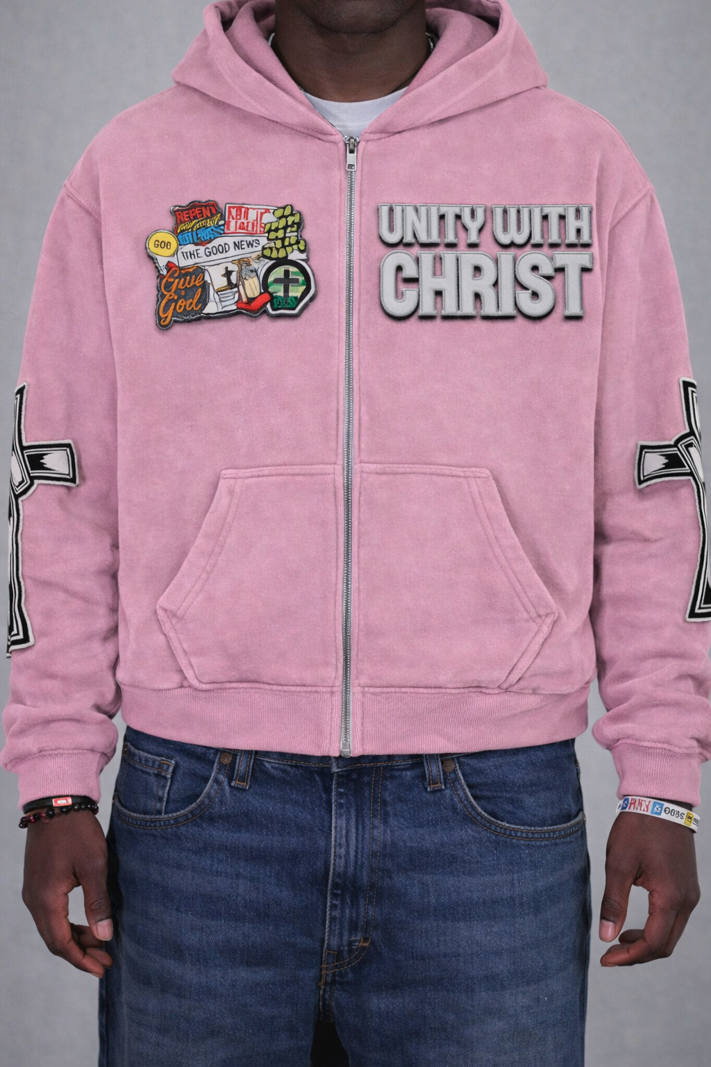 Pink "UNITY" Zip-Up Hoodie