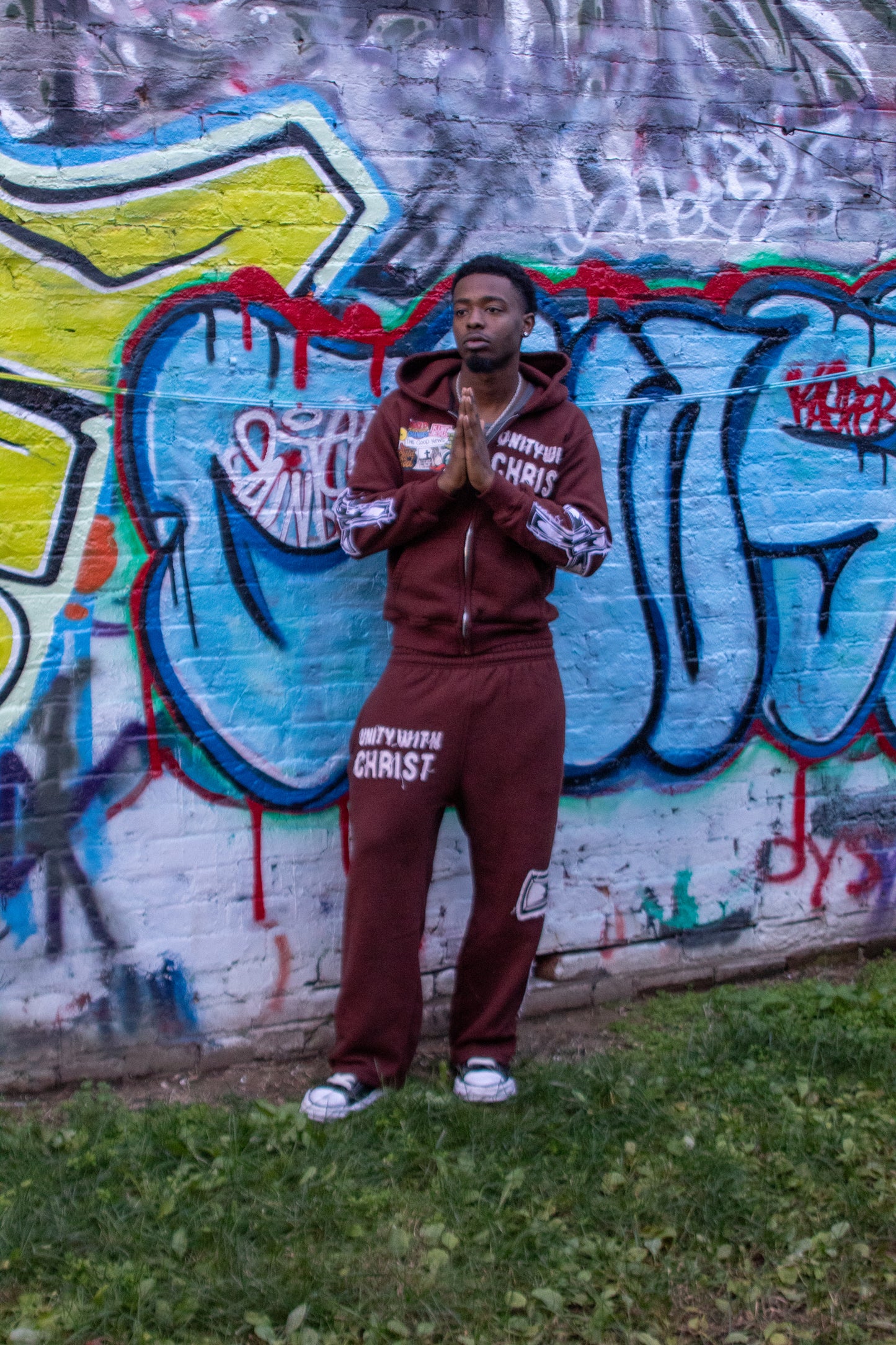 Brown "UNITY" Zip-Up Hoodie